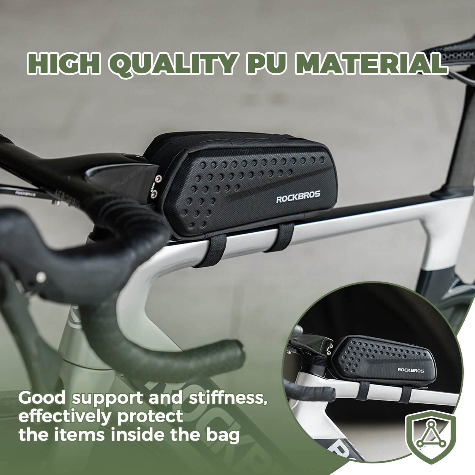 ​ROCKBROS Bike Frame Bag – Compact 1.1L Storage (Black, Water-Resistant)