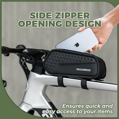 ​ROCKBROS Bike Frame Bag – Compact 1.1L Storage (Black, Water-Resistant)