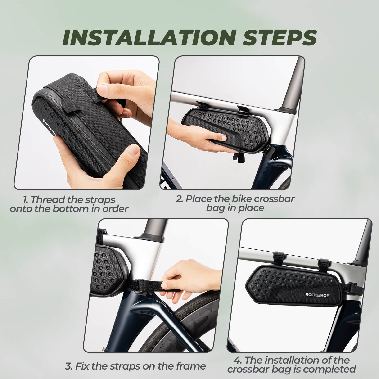 ​ROCKBROS Bike Frame Bag – Compact 1.1L Storage (Black, Water-Resistant)
