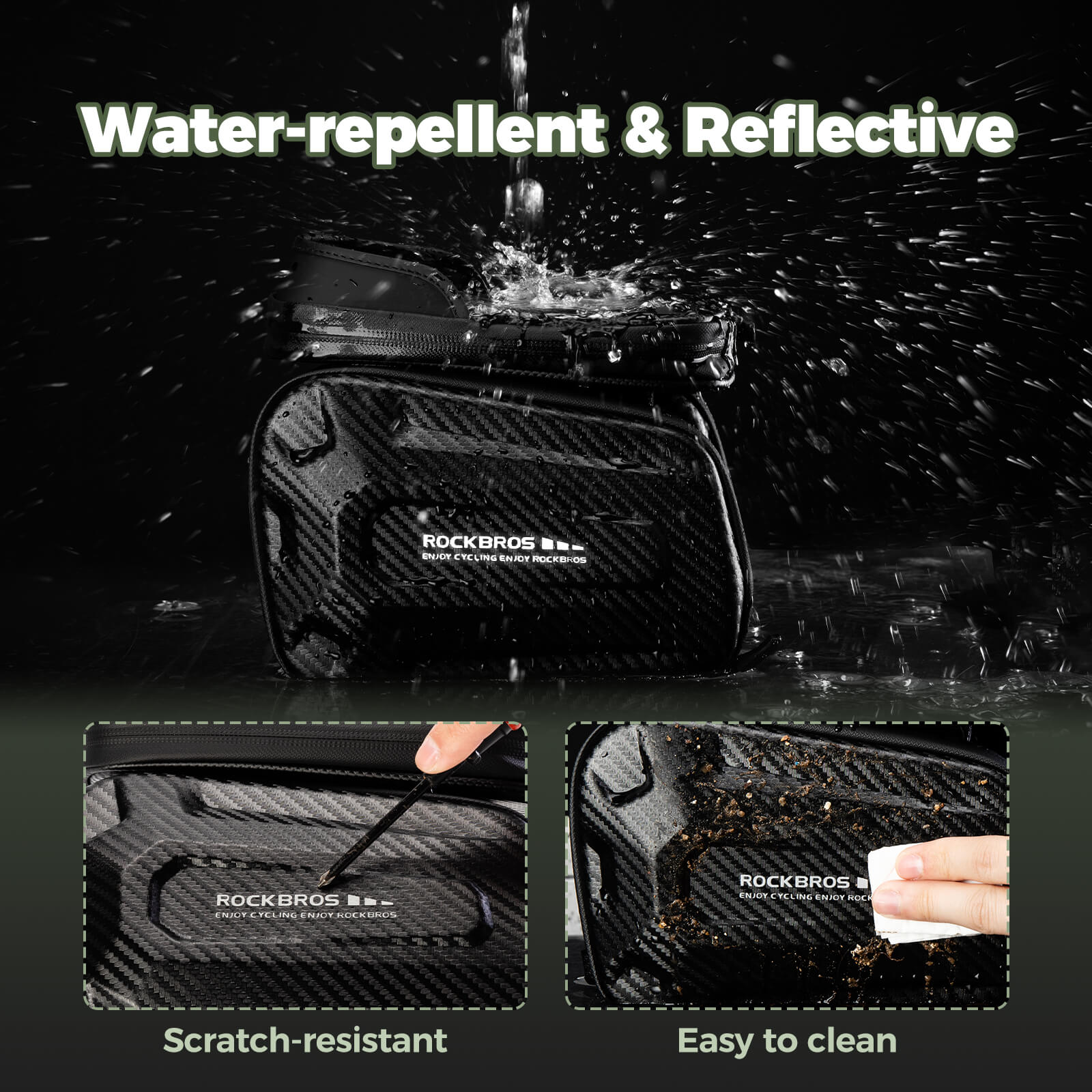​ROCKBROS Bike Frame Bag – Phone Storage with Touch Screen Access (Water-Resistant)