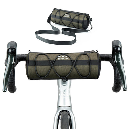 ROCKBROS Bike Handlebar Bag 2L Large Capacity with Shoulder Strap #Color_Dark Green