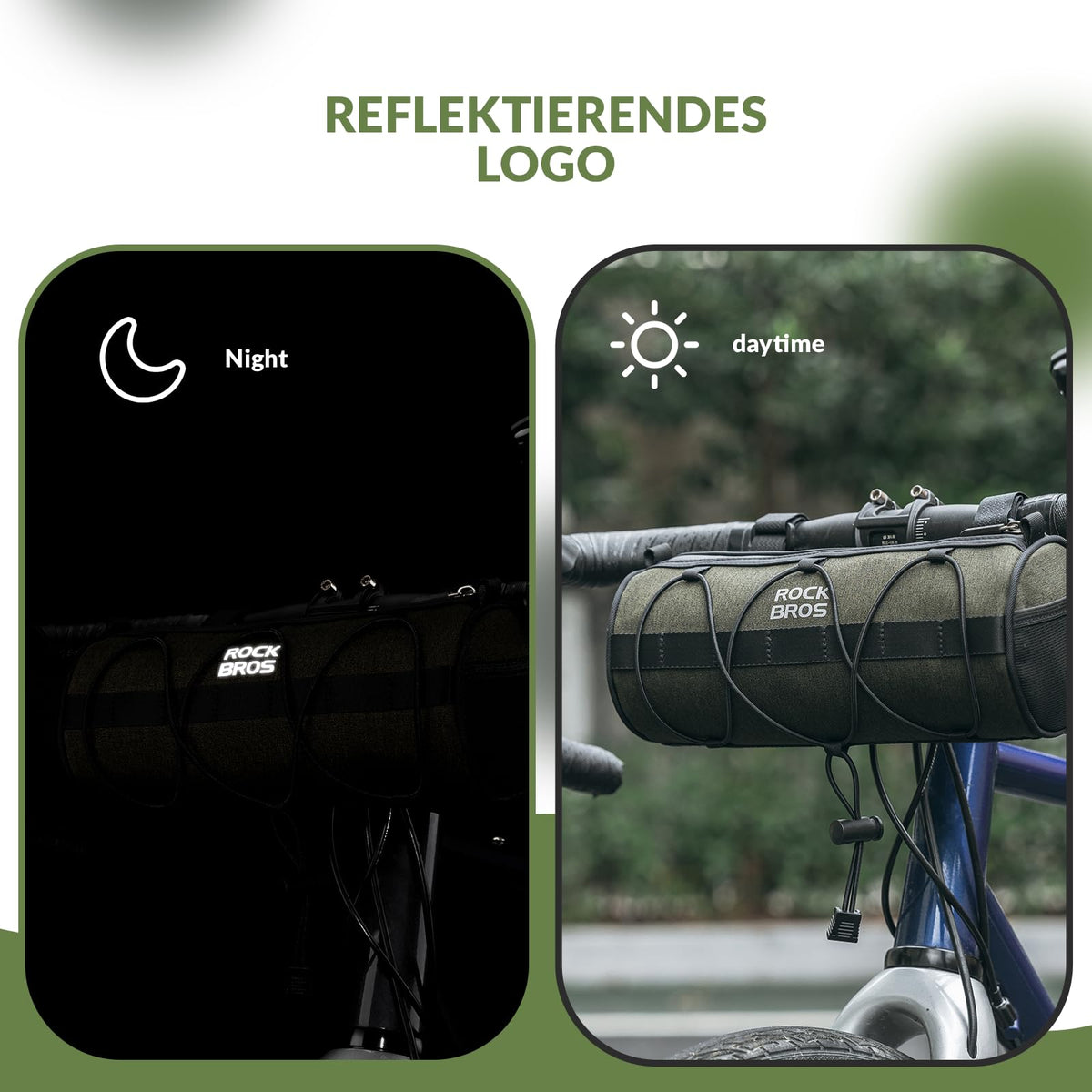 ROCKBROS stuurtas met schouderriem grote capaciteit 2 l#kleur_Donkergroen