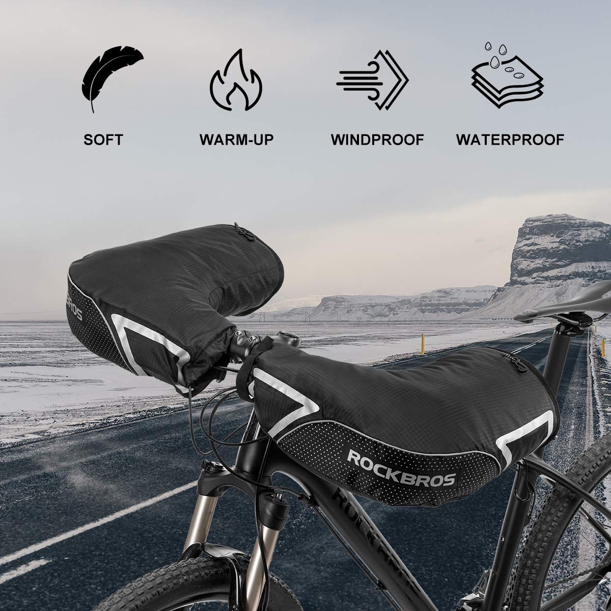 Thermische stuurmoffen voor fietsen met uitneembare fleece