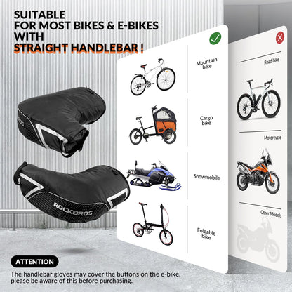 ROCKBROS Bike Handlebar Gloves Thermal Cycling Gloves Windproof Waterproof #Style_Style 1