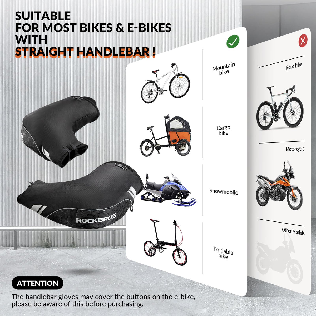 Thermische stuurmoffen voor fietsen met uitneembare fleece