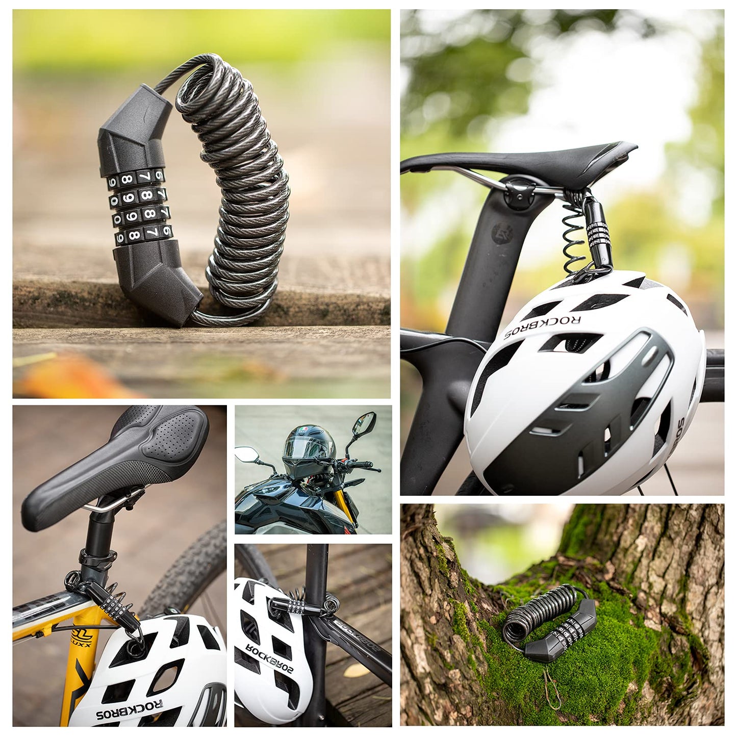 ROCKBROS fiets helmslot mini kabelslot 1,5m fietsbeveiliging wachtwoord