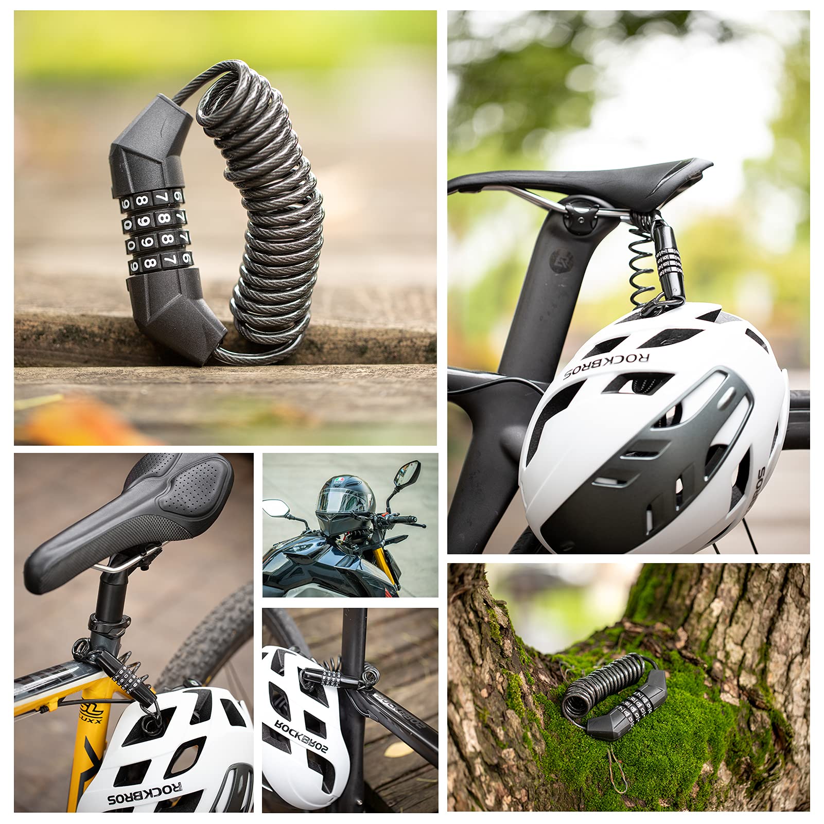 ROCKBROS fiets helmslot mini kabelslot 1,5m fietsbeveiliging wachtwoord