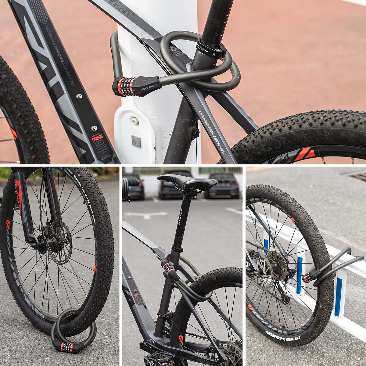 ROCKBROS fietsslot hoge beveiliging combinatie kabelslot met 5-cijferige code