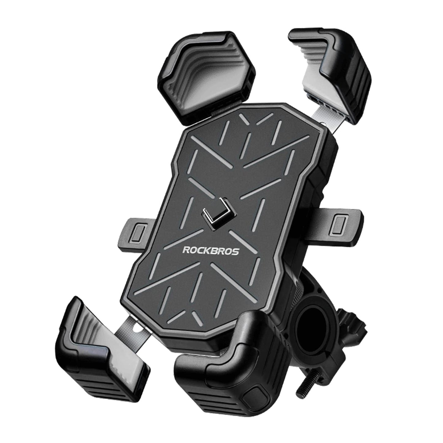 Grijze 360° draaibare telefoonhouder fiets met quick release