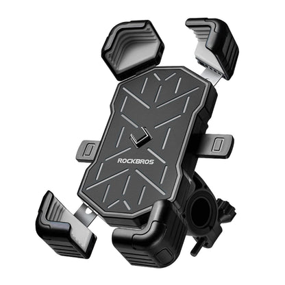 Grijze 360° draaibare telefoonhouder fiets met quick release