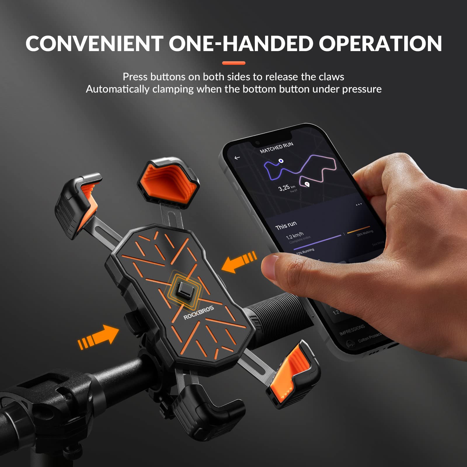 Oranje 360° draaibare telefoonhouder fiets met quick release