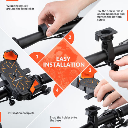 Oranje 360° draaibare telefoonhouder fiets met quick release