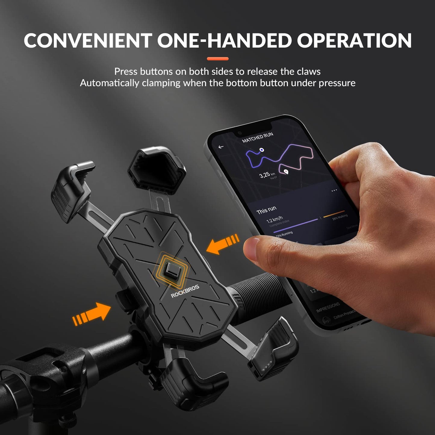 Zwarte 360° draaibare telefoonhouder fiets met quick release