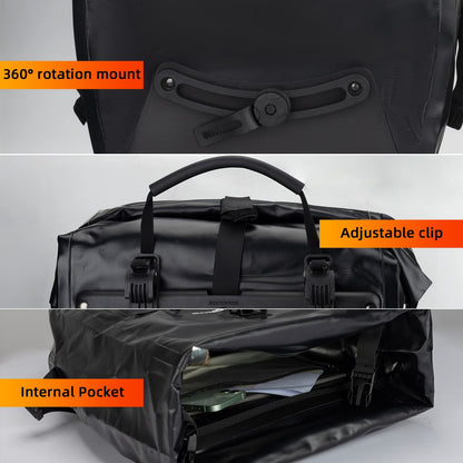 ROCKBROS Bike Pannier Bag 25L 32L 100% Waterproof Rear Rack Bike Bag Black #Style_Black-2pcs