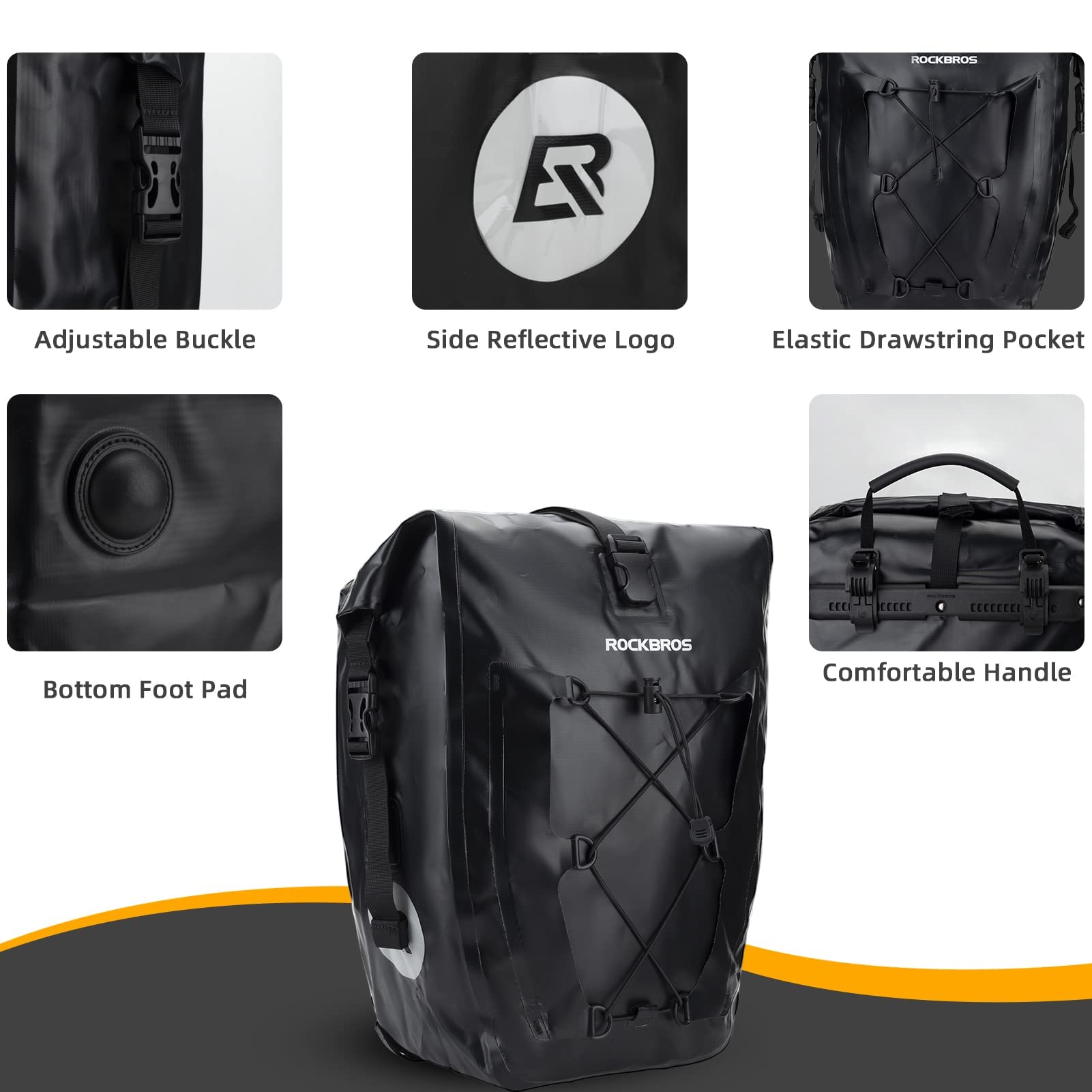ROCKBROS Bike Pannier Bag 25L 32L 100% Waterproof Rear Rack Bike #Style_Blue-2pcs