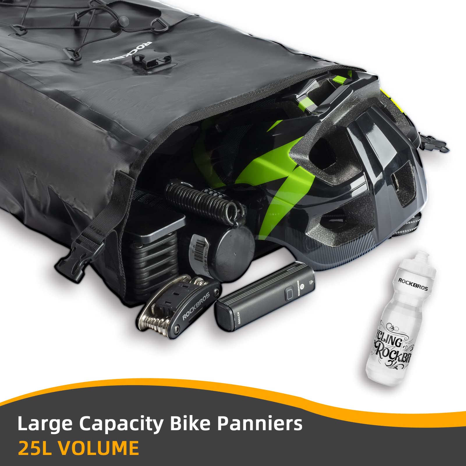ROCKBROS Bike Pannier Bag 25L 32L 100% Waterproof Rear Rack Bike Bag #Style_Blue