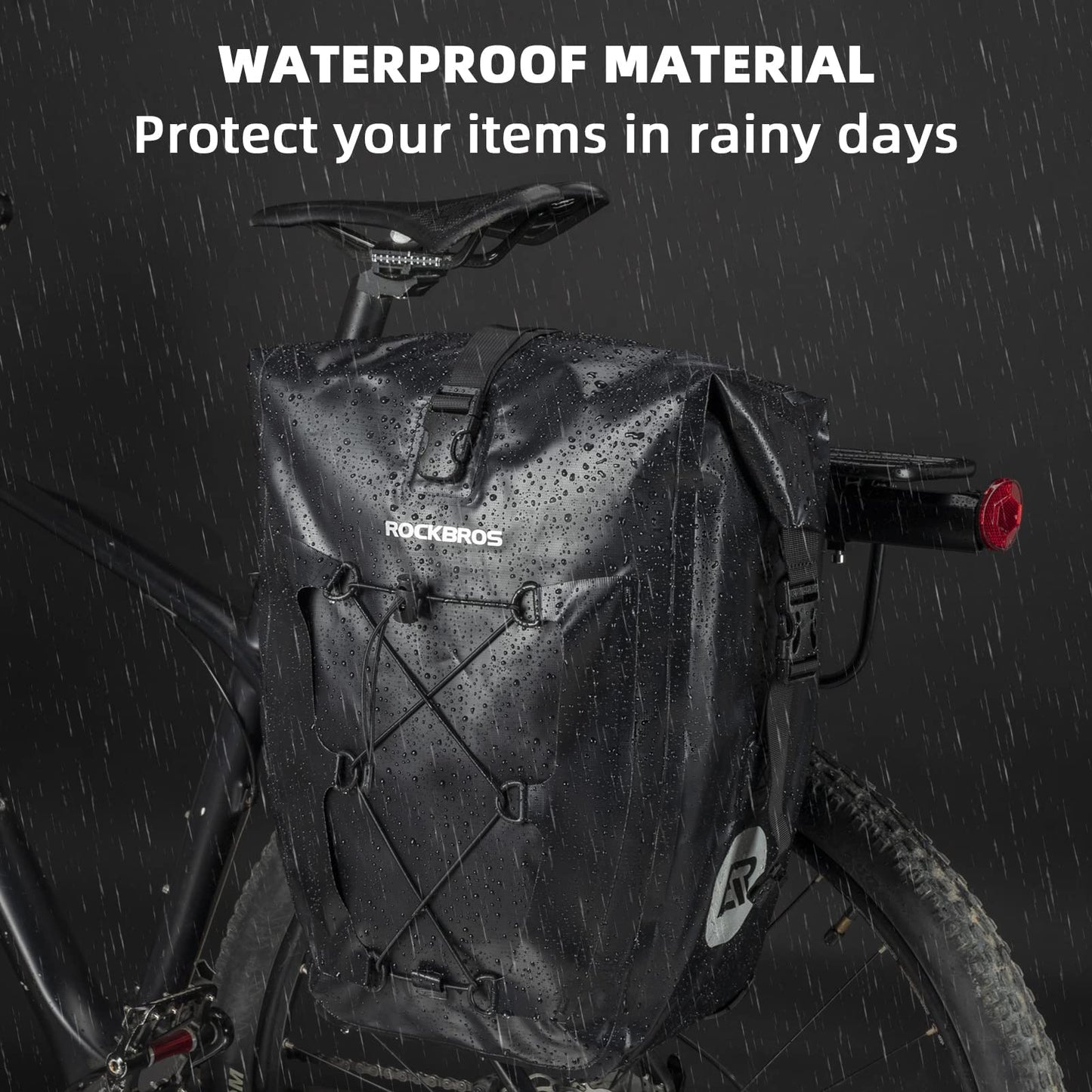 ROCKBROS Bike Pannier Bag 25L 32L 100% Waterproof Rear Rack Bike Bag #Style_Gray-2pcs
