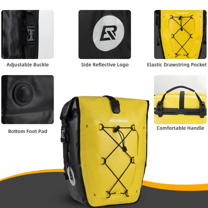 ROCKBROS Bike Pannier Bag 25L 32L 100% Waterproof Rear Rack Bike Bag #Style_Yellow