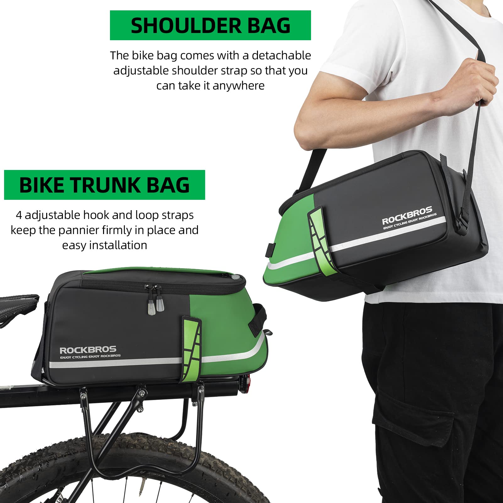 ROCKBROS Bike Pannier Bag Waterproof Rear Rack Transport Bag 9L #Style_Style 2