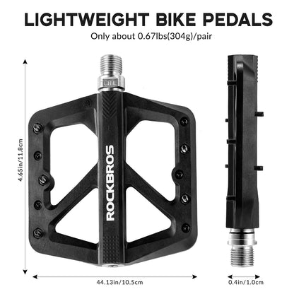 ROCKBROS Bike Pedals Nylon Fiber 9/16" Cycling Wide Platform Flat #Color_Black 2