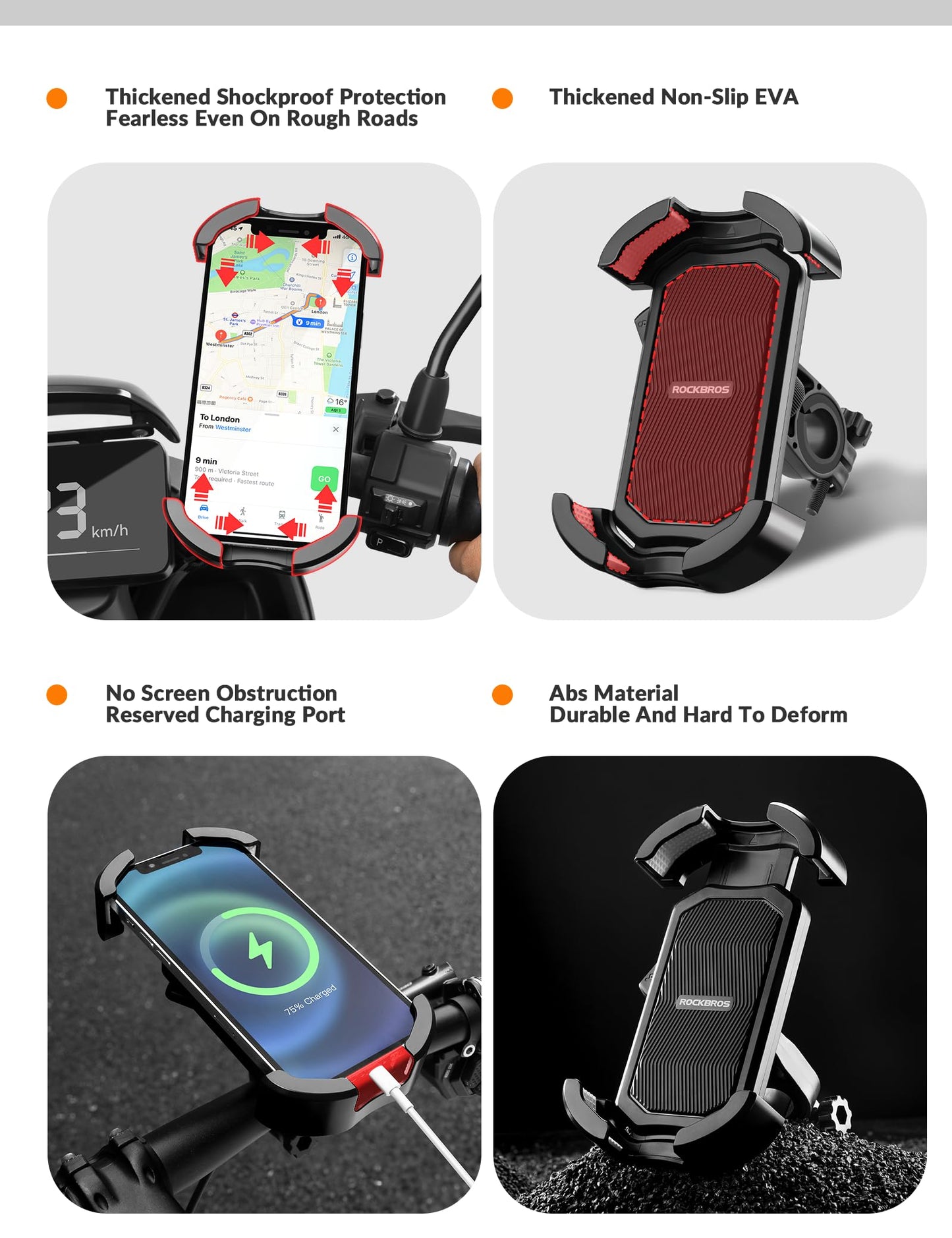 ROCKBROS Telefoonhouder fiets met antislip siliconen bescherming
