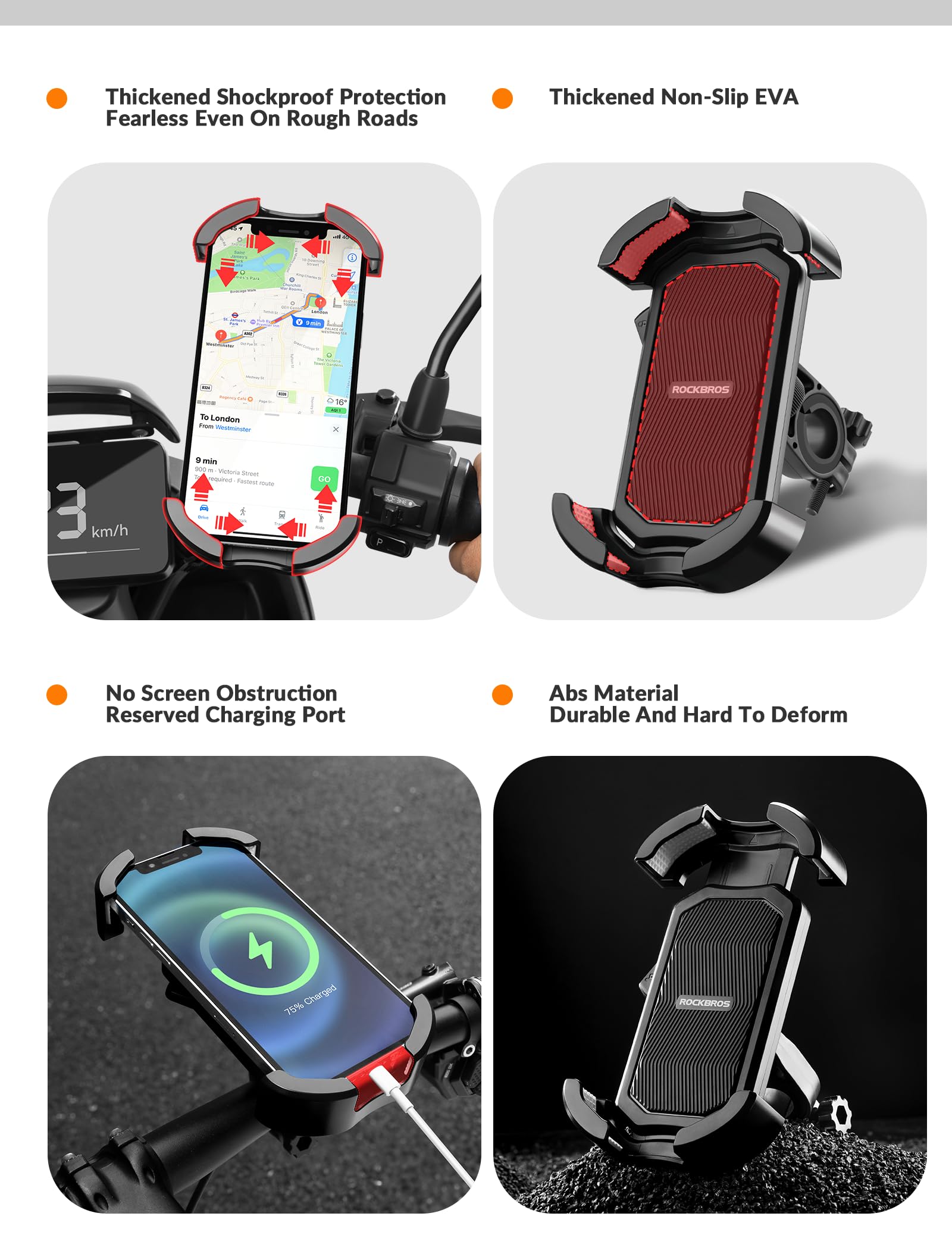 ROCKBROS Telefoonhouder fiets met antislip siliconen bescherming