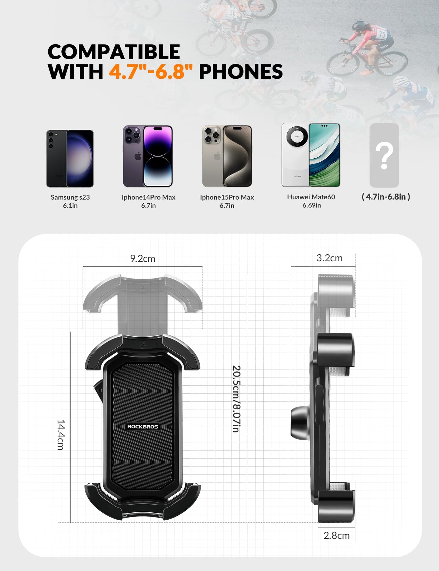 ROCKBROS Telefoonhouder fiets met antislip siliconen bescherming