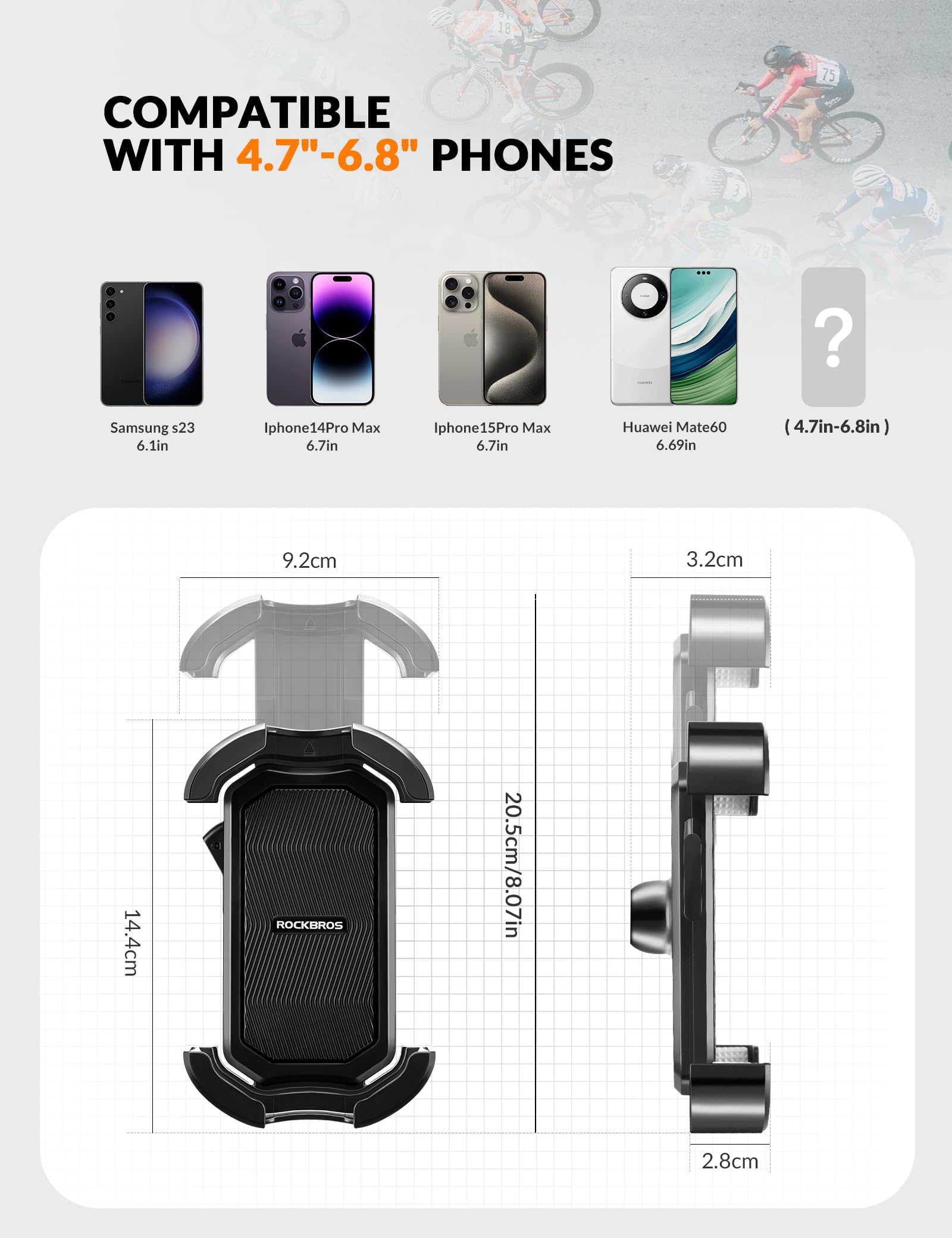 ROCKBROS Telefoonhouder fiets met antislip siliconen bescherming