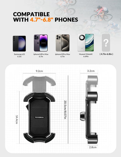ROCKBROS Telefoonhouder fiets met antislip siliconen bescherming