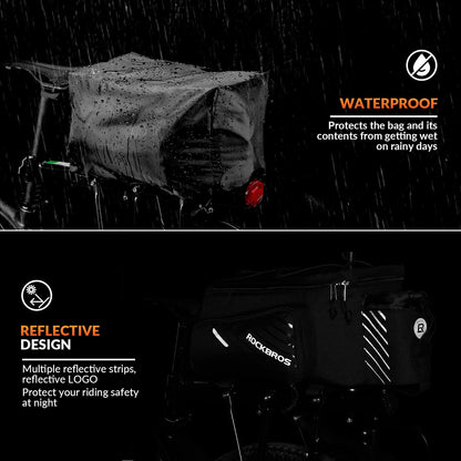 ROCKBROS Bike Rear Rack Bag Large Capacity Trunk Bag with Rain Cover 9-12L