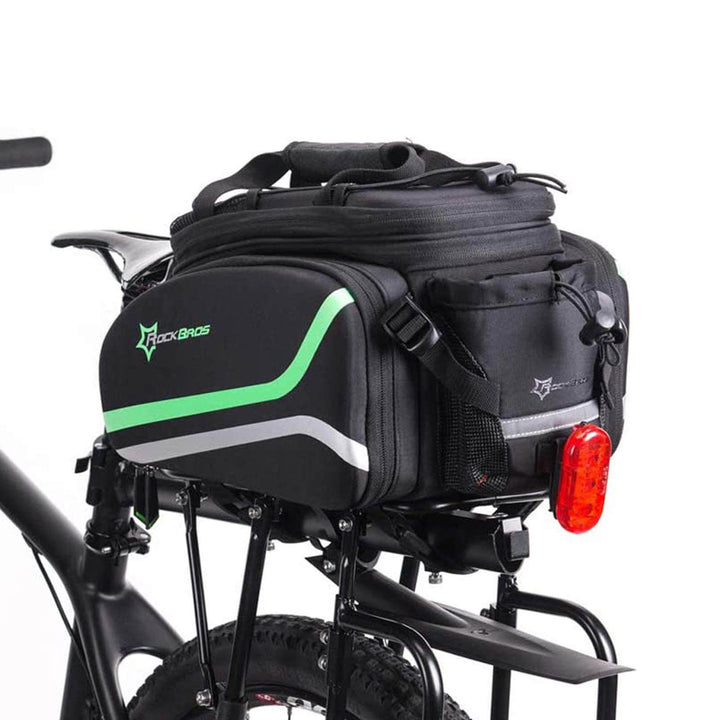 ROCKBROS waterproof fietsdragertas met regencover en schouderriem 10-35l#kleur_zwart groen