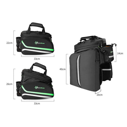ROCKBROS Bike Rear Rack Pannier Waterproof Bag Bike Trunk Pack #Color_Black Green