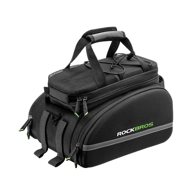 ROCKBROS waterproof fietsdragertas met regencover en schouderriem 10-35l
#kleur_zwart 