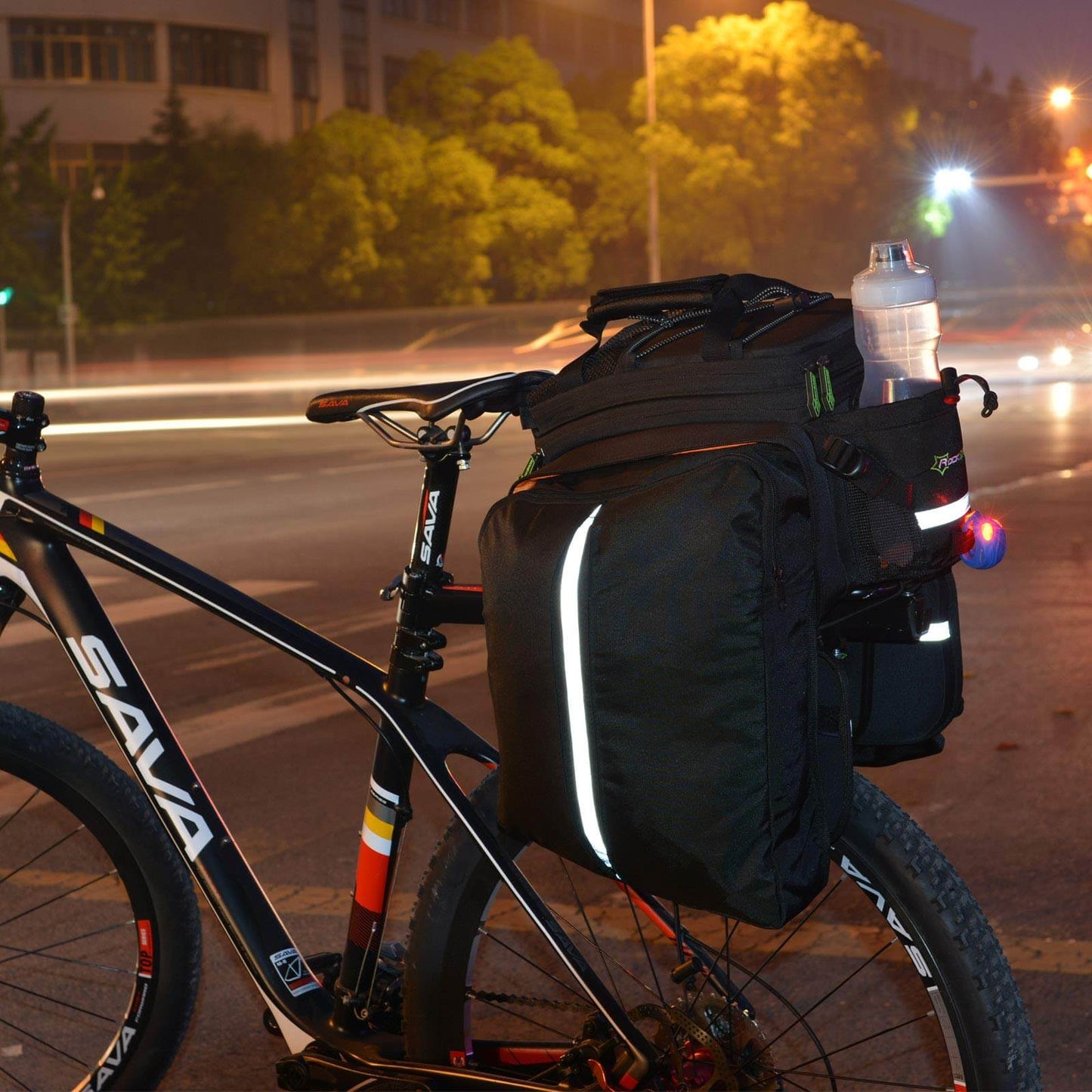 ROCKBROS Bike Rear Rack Pannier Waterproof Bag Bike Trunk Pack #Color_Black
