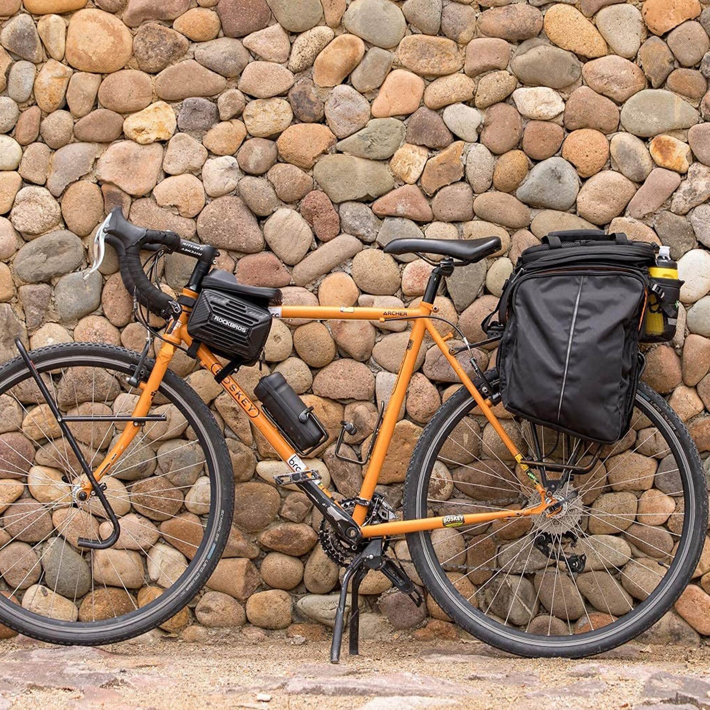 ROCKBROS Bike Rear Rack Pannier Waterproof Bag Bike Trunk Pack #Color_Black