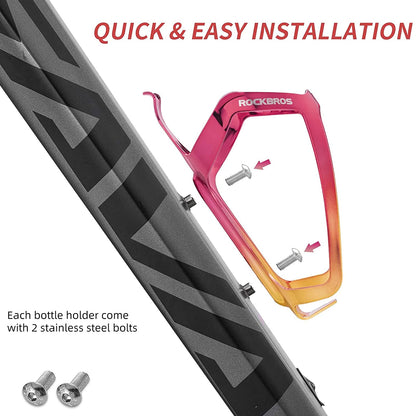 ROCKBROS Bike Water Bottle Cage Lightweight Aluminum Alloy Bottle Holder #Color_Red Gold