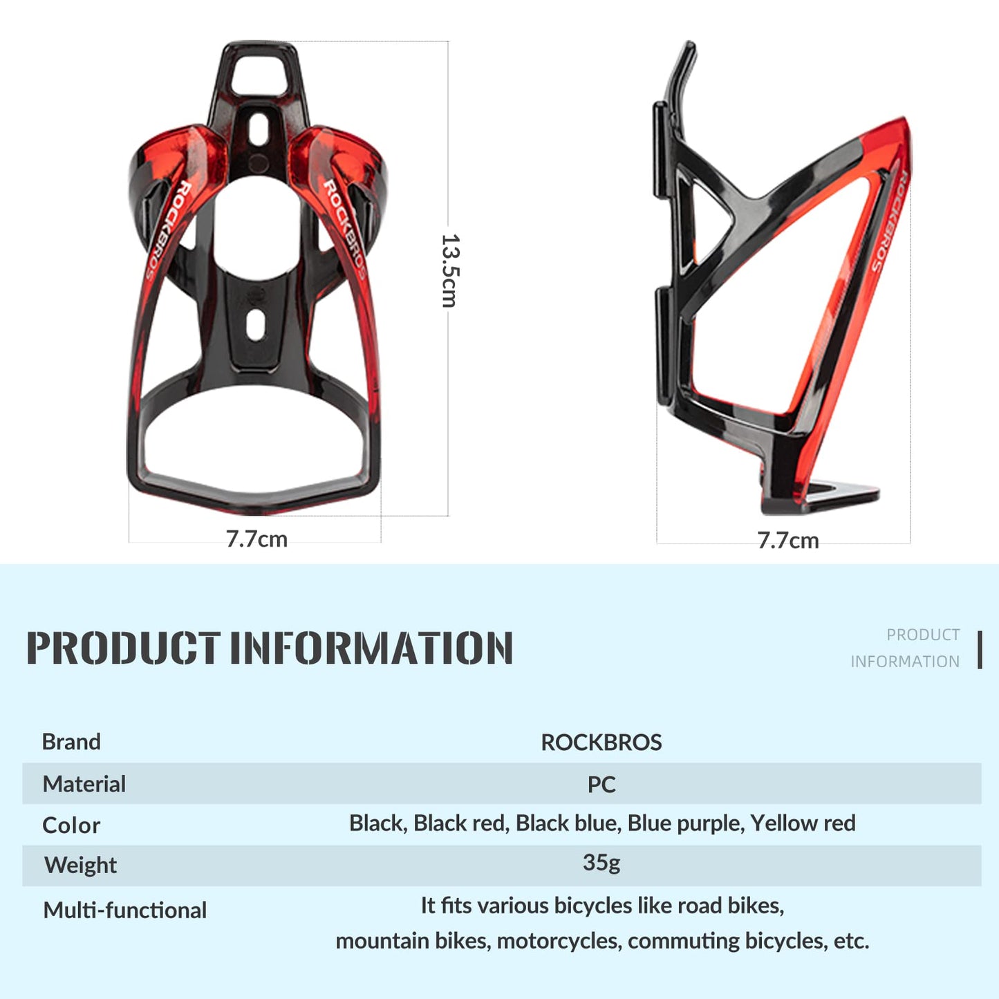 ROCKBROS Bottle Cage Bicycle Cup Holder 35g Lightweight 5 Colors(2 pcs included)