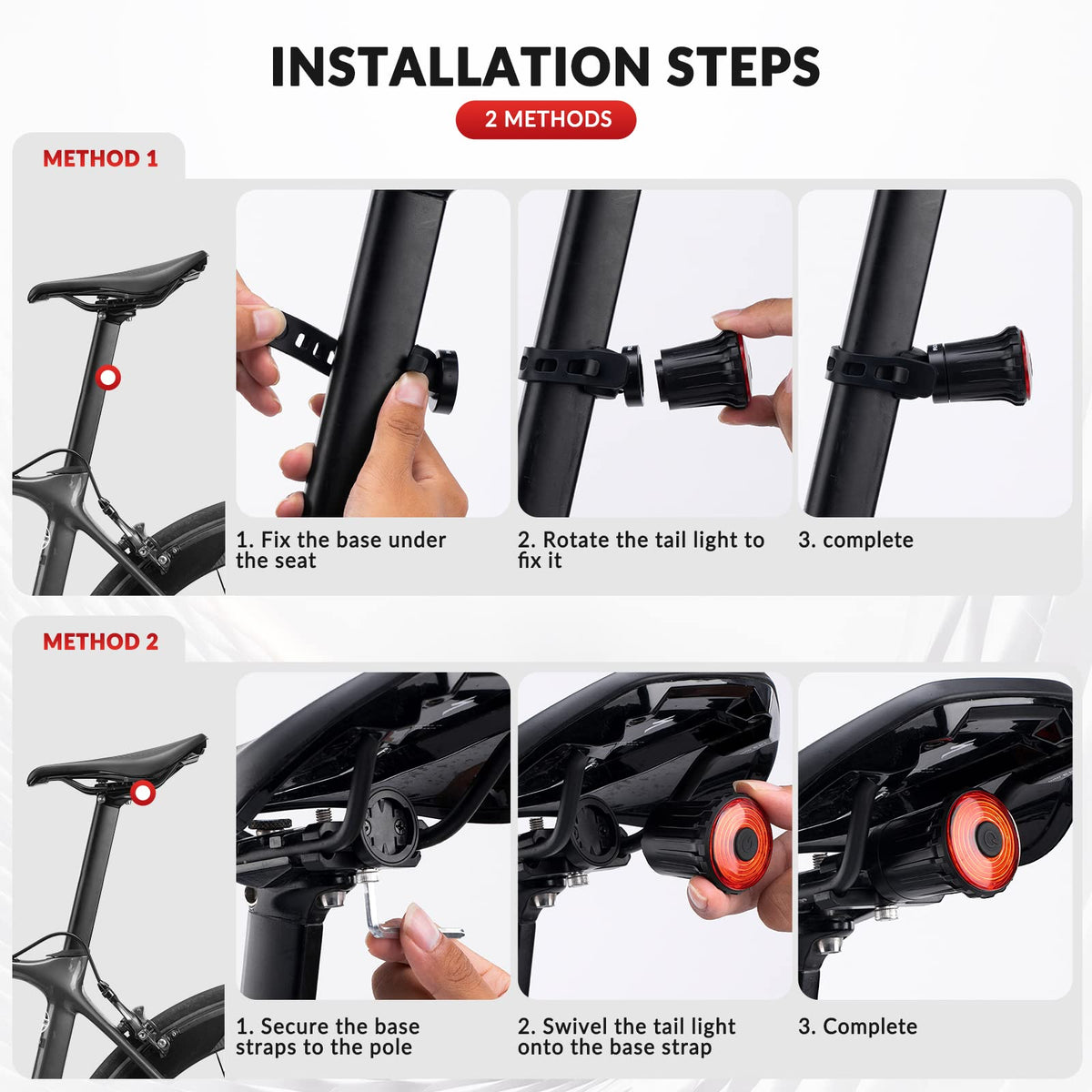 ROCKBROS remsensor achterlicht 100 lumen usb oplaadbaar