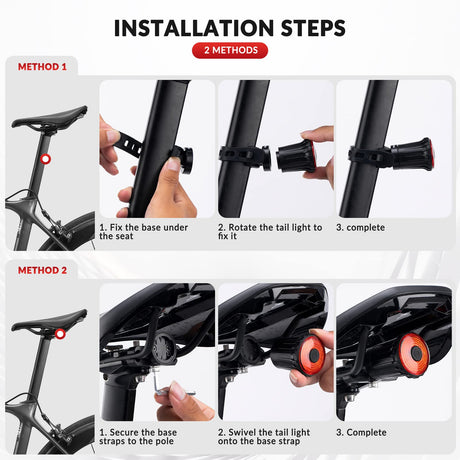 ROCKBROS remsensor achterlicht 100 lumen usb oplaadbaar