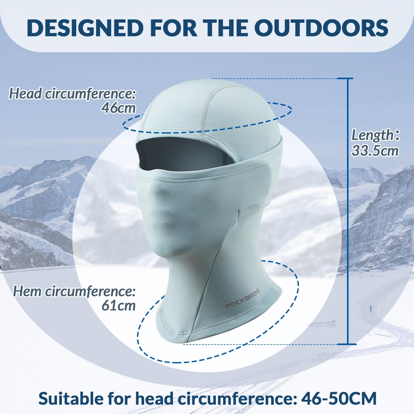 ROCKBROS Children's Thermal Windproof Breathable Balaclava for Autumn Winter #Color_Blue