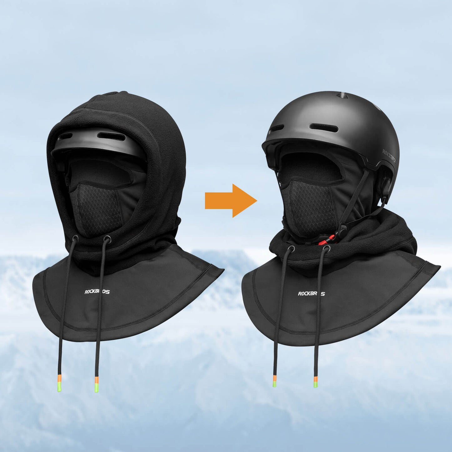ROCKBROS Cycling Balaclava Windproof Warm Breathable for Men and Women #Style_Black02