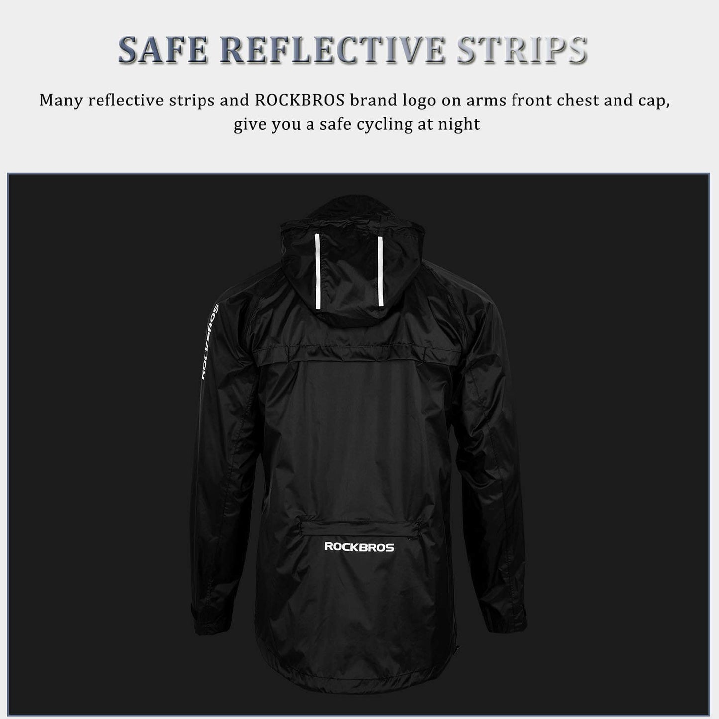 ROCKBROS waterproof cycling jacket, reflective rain jacket, unisex design, ideal for outdoor riding in wet weather