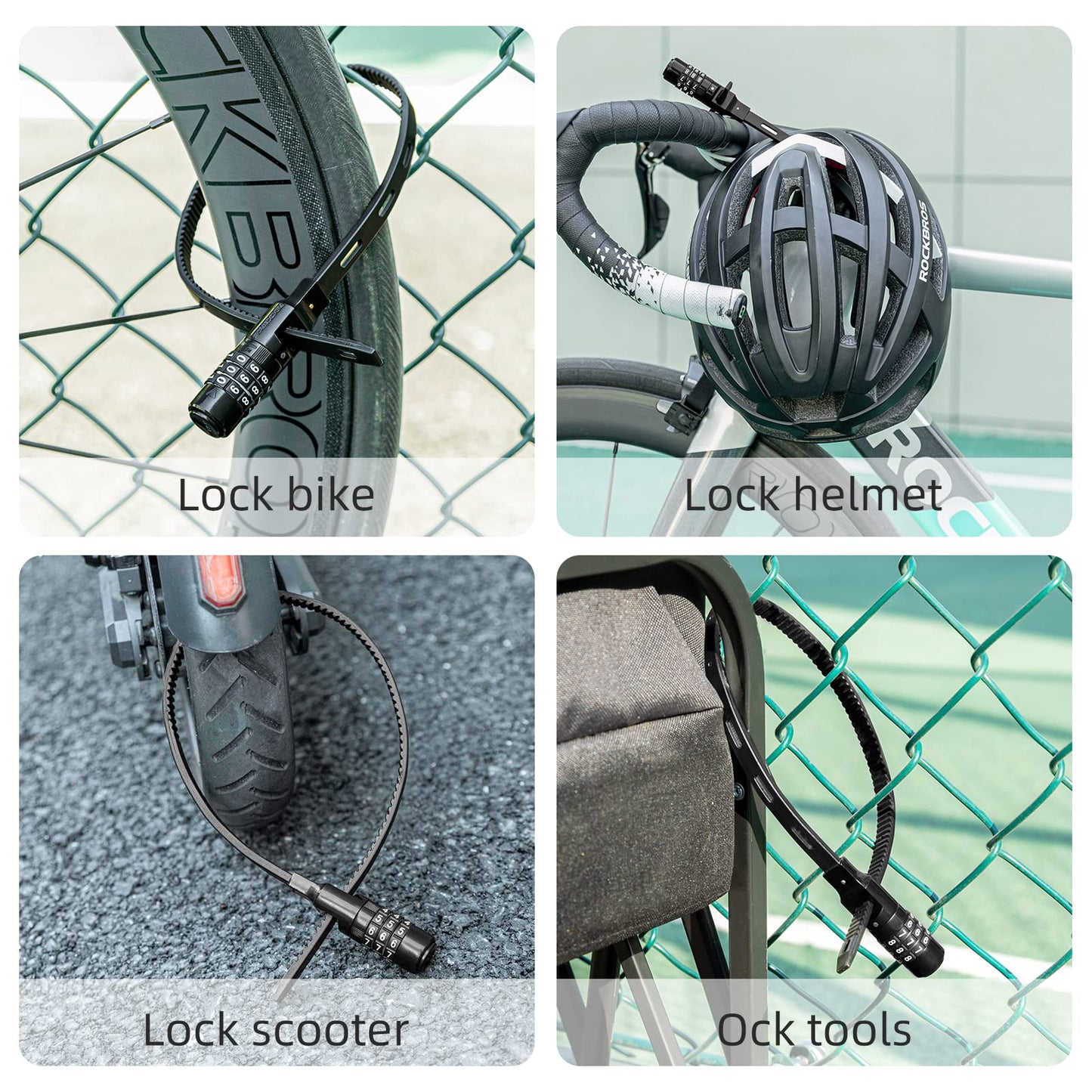 ROCKBROS fietsslot hoge beveiliging combinatieslot met 3-cijferige code