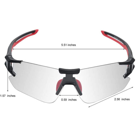 ROCKBROS randloze fotochromische fietsbril uv400#kleur_zwart rood