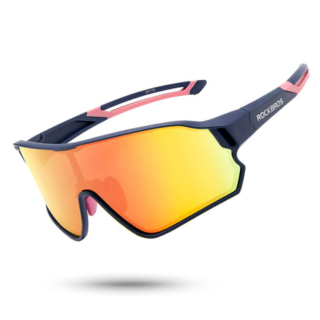 ROCKBROS gepolariseerde fietsbril uv400 full frame#kleur_donkerblauw + roze