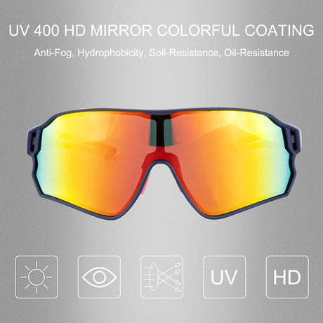 ROCKBROS gepolariseerde fietsbril uv400 full frame#kleur_donkerblauw + roze