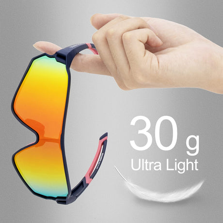 ROCKBROS gepolariseerde fietsbril uv400 full frame#kleur_donkerblauw + roze