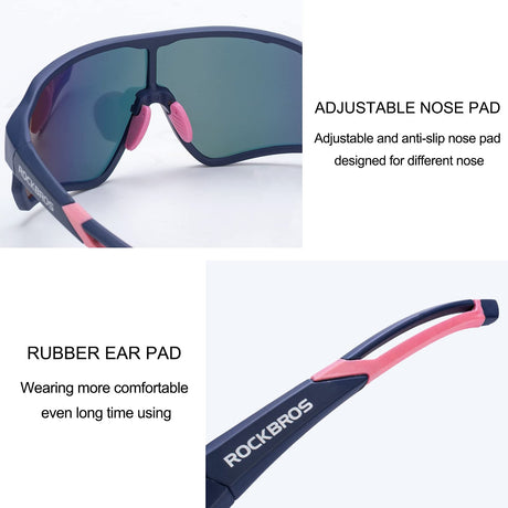 ROCKBROS gepolariseerde fietsbril uv400 full frame#kleur_donkerblauw + roze