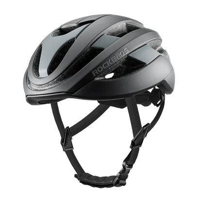 ROCKBROS LK-12 Flowing Light cycling bike helmet with LED lights, aerodynamic design and adjustable fit. #Color_Black (matte)
