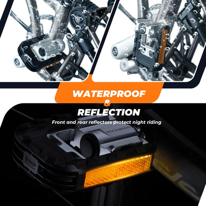 ROCKBROS Foldable Bicycle Pedals Aluminum Alloy Flat Pedals with Reflectors - ROCKBROS-UK